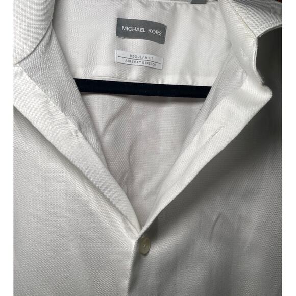 Michael Kors - Men's White Airsoft Stretch - Dress Shirt - Size XL - Picture 3 of 12